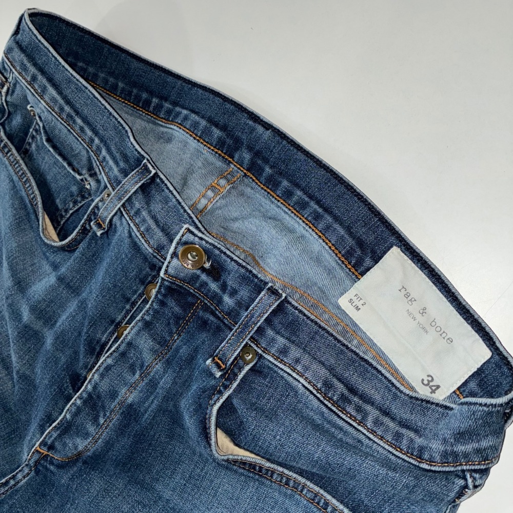 Rag & Bone Fit 2 Slim Men's Jeans 34x31 Throop Blue Button Fly Made USA